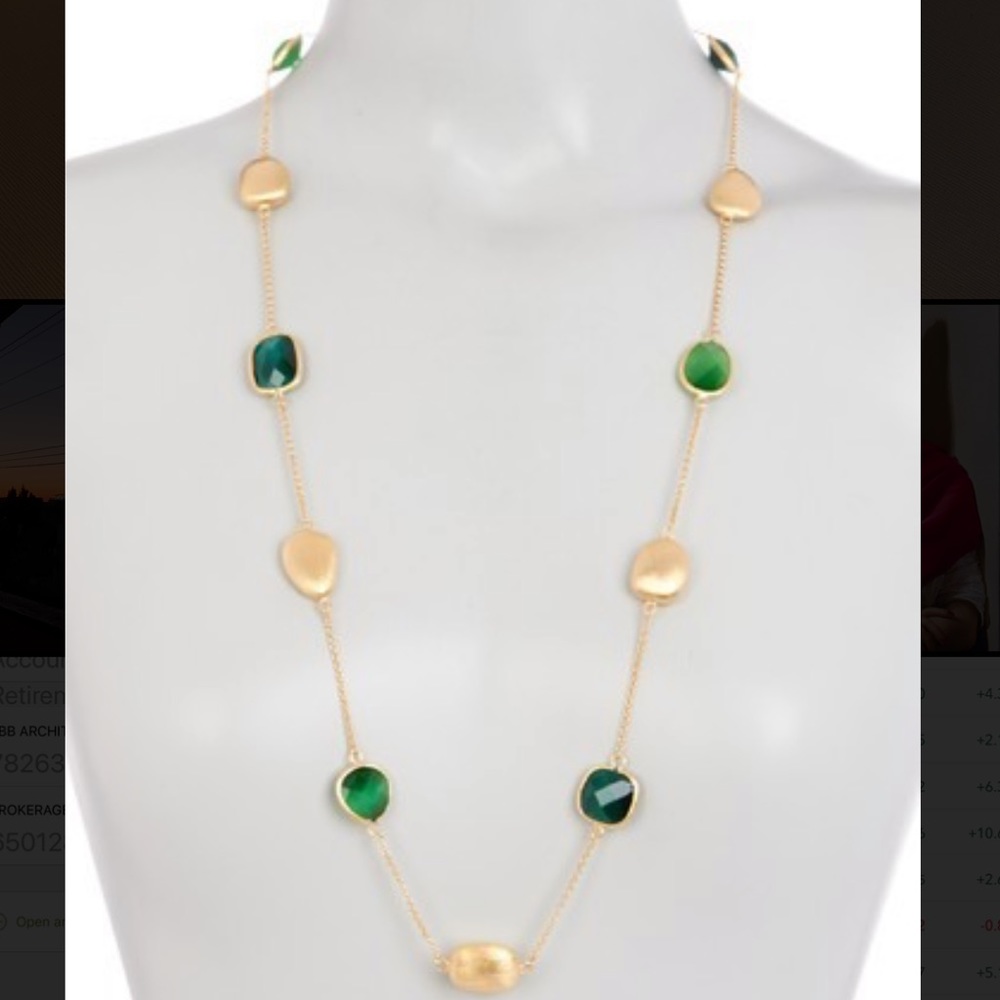 Rivka Friedman Green Cat's Eye Station Necklace